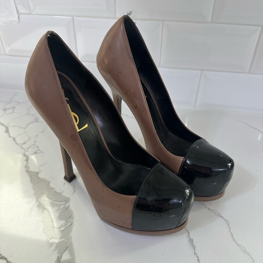 YSL color block heel